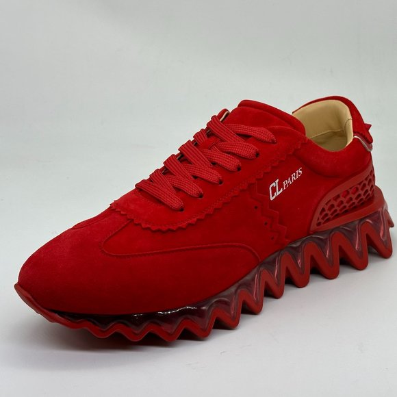 Christian Louboutin LOUBISHARK Mens Suede Low Top Sneakers Shoes Loubi